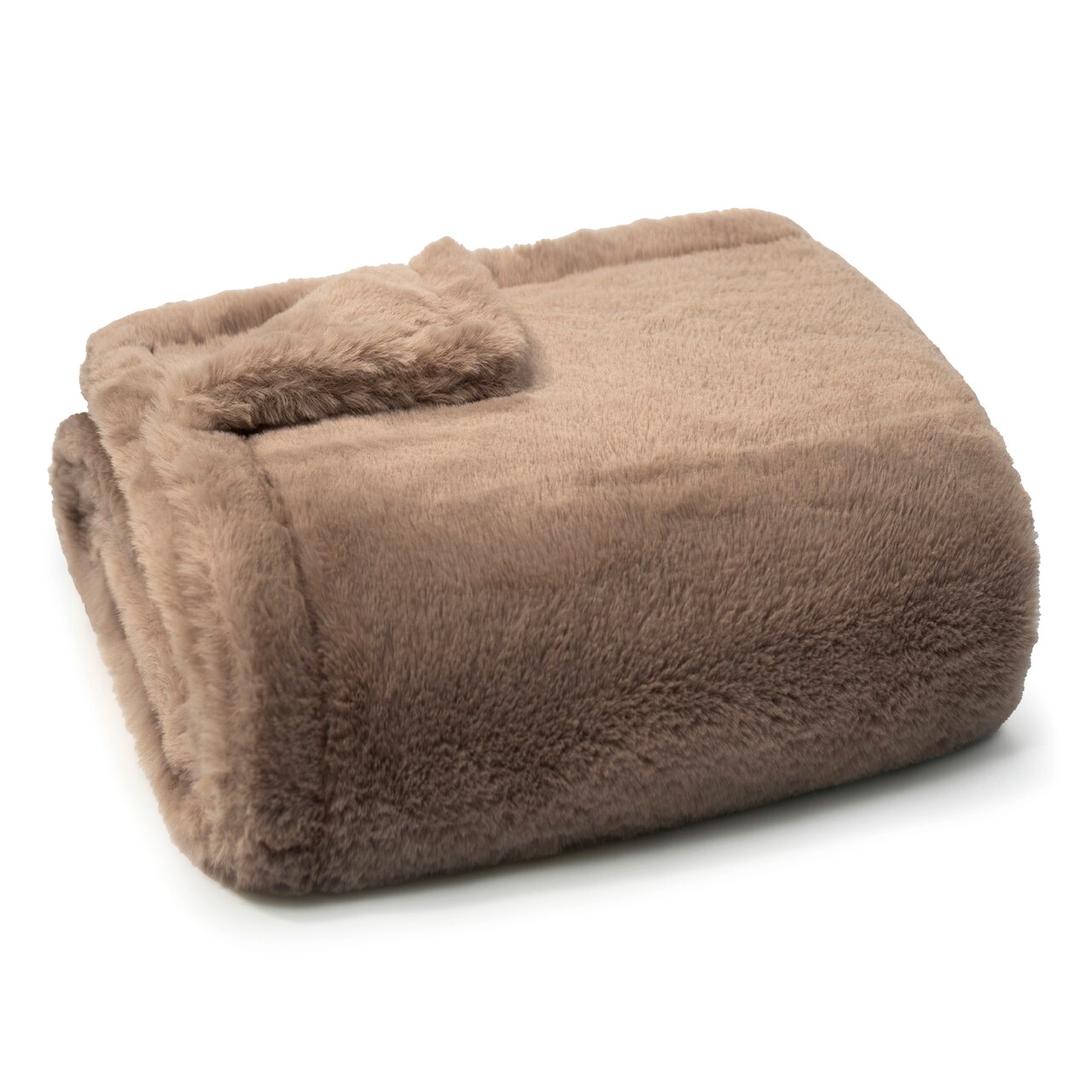 Americanflat Throw Blanket - 50x60 Inch Double Sided Luxe Faux Fur - Soft Plush Fleece Bedding - Cozy Warmth For Living Room Couch Or Sofa - Taupe